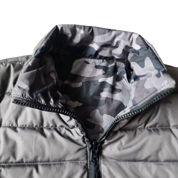 GAP Kids Lightweight Reverse Puffer Black Camo Gray Big Boys Size L - Picture 8 of 16